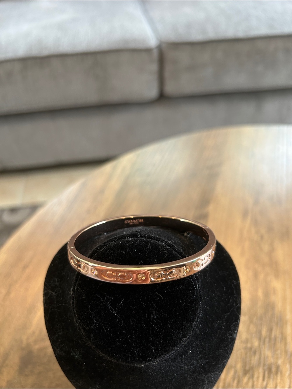 Coach Rose Gold-Tone Engraved Bangle Bracelet